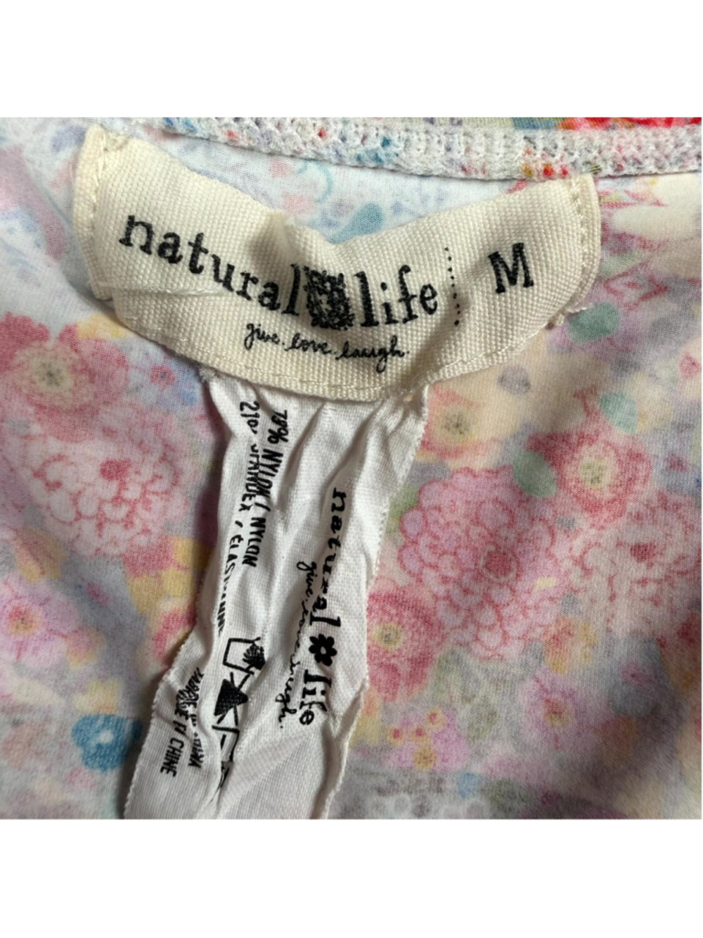 Natural Life Camisole Top Multi Floral Adjustable Strap Plunge V Neck Women's M - Picture 5 of 7